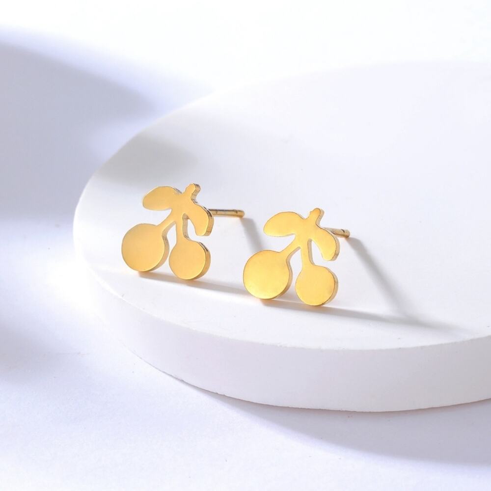 18k Gold Plated Stainless Steel Cherry Earrings